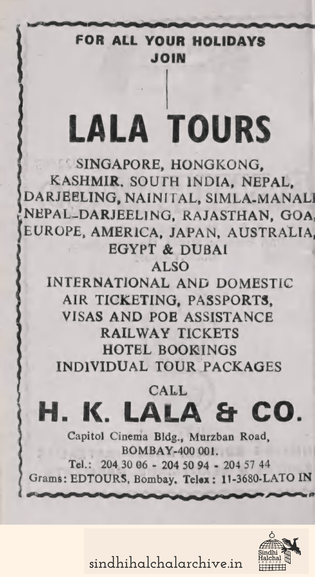 Image of AD H. K. LALA & CO. (LALA TOURS)